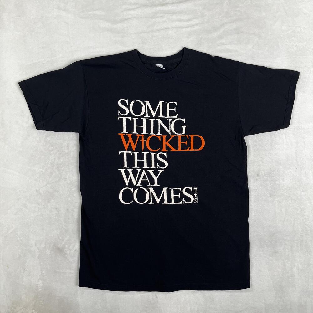 Shakespeare's Globe T-Shirt Mens L Black Something Wicked Macbeth Quote Tee
